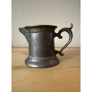 Vintage Real Wilton Pewter (RWP) Mini Pitcher Creamer Ornate Fancy Handle 3.5"